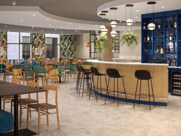 Hall, bar et lieu de restauration du greet hôtel paris 13, porte d'italie